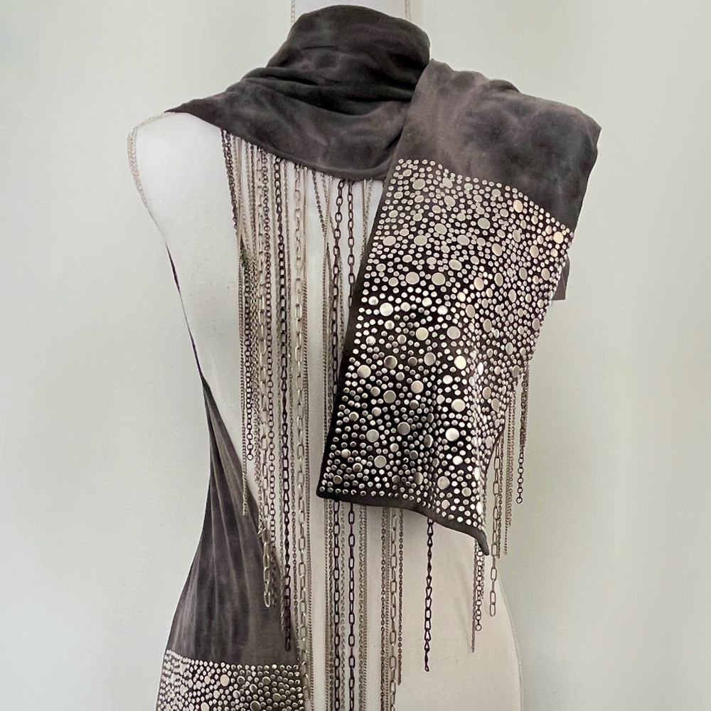 Vintage Cecilia DeBucourt Stud & Chain Tie Dye Wrap